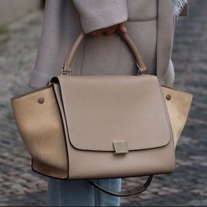 Celine Tan medium suede trapeze bag